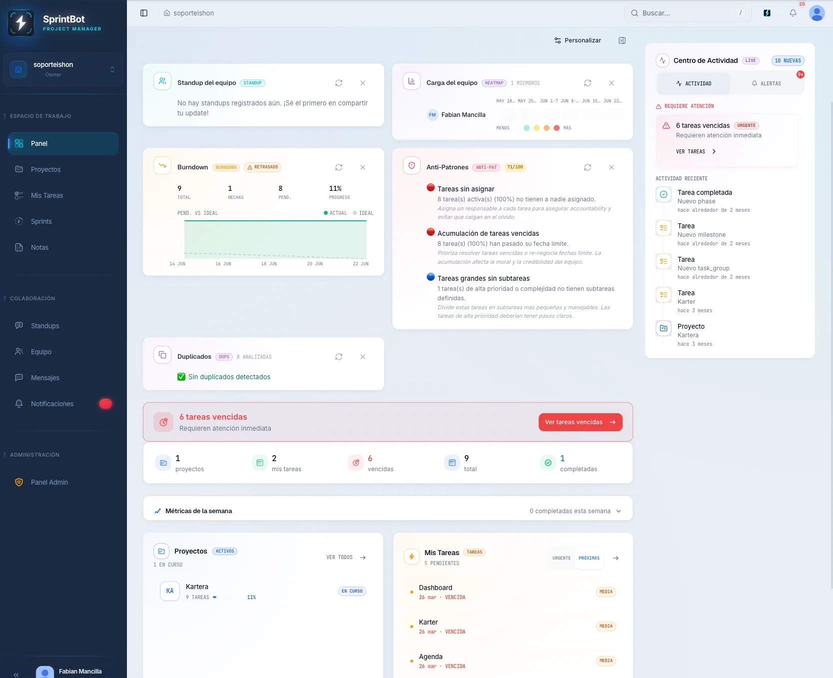 Sprintbot — gestión ágil con IA